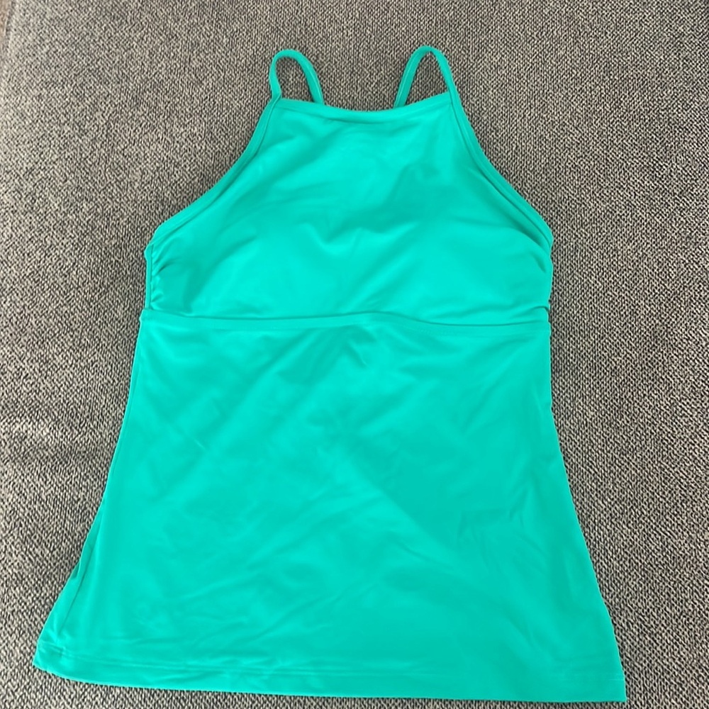 Athleta green high neck tankini XS. Adjustable back.